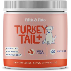 Fifth & Fido Turkey Tail+ Mushroom Bacon Flavored Dog & Cat Powdered Supplement, 2.97-oz jar