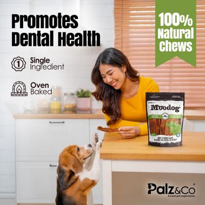 Show full view: Palz&Co Moodog Beef Grain-Free Soft & Chewy Cheek Strips Bars Dog Treats, 6-oz bag, 6 count slide 9 of 10