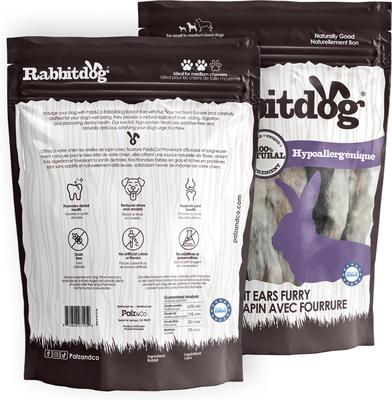 Show full view: Palz&Co Rabbitdog Rabbit Ears Furry Dog Natural Chew Treats, 10-oz bag, 15 count slide 3 of 10
