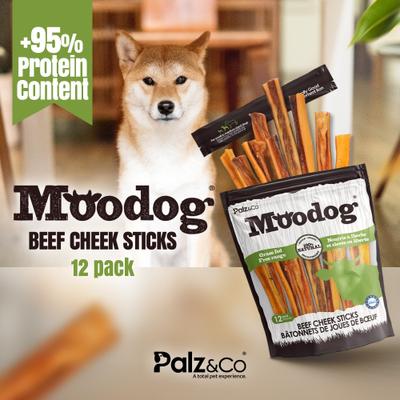 Show full view: Palz&Co Moodog Beef Grain-Free Soft & Chewy Cheek Strips Sticks Dog Treats, 10-oz bag, 12 count slide 4 of 10