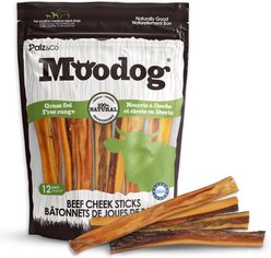 Palz&Co Moodog Beef Grain-Free Soft & Chewy Cheek Strips Sticks Dog Treats, 10-oz bag, 12 count