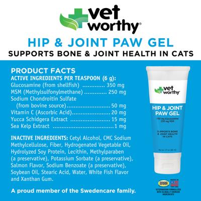 Show full view: Vet Worthy Paw Gel Feline Hip & Joint Supplement for Cats, 3-oz tube slide 3 of 4