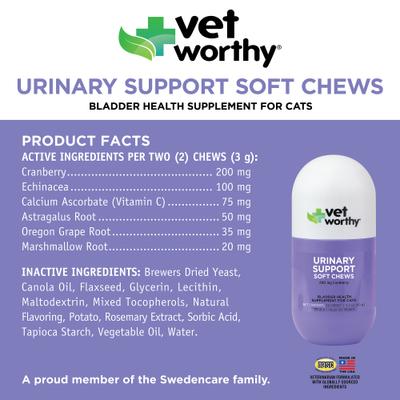 Show full view: Vet Worthy Feline Soft Chew Urinary Aid Supplement for Cats, 60 count slide 3 of 4