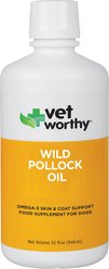 Vet Worthy Wild Pollock Oil Liquid Skin & Coat Supplement for Dogs, 32-fl oz bottle