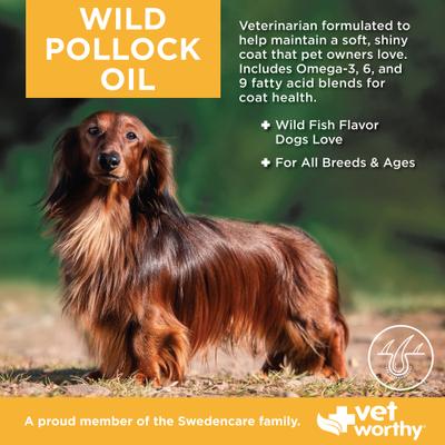 Show full view: Vet Worthy Wild Pollock Oil Liquid Skin & Coat Supplement for Dogs, 16-fl oz bottle slide 4 of 4