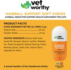 Vet Worthy Feline Hairball Support with Pumpkin Soft Chew Skin & Coat Supplement for Cats, 60 count slide 2 of 3