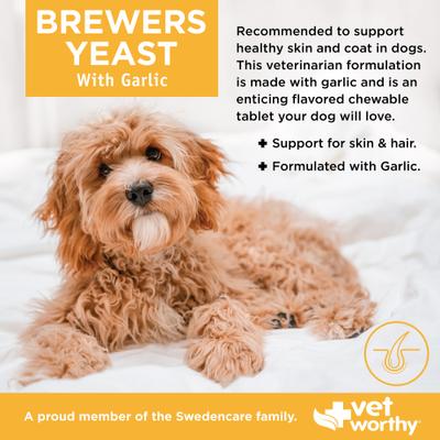 Show full view: Vet Worthy Brewer's Yeast Chewable Tablet Skin & Coat Supplement for Dogs, 300 count slide 4 of 4