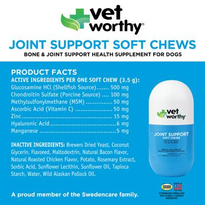 Show full view: Vet Worthy Soft Chew Joint Support Supplement for Dogs, 60 count slide 3 of 4