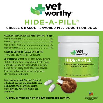 Show full view: Vet Worthy Hide a Pill Cheese & Bacon Paste Chew Supplement for Dogs, 8-oz jar slide 3 of 4