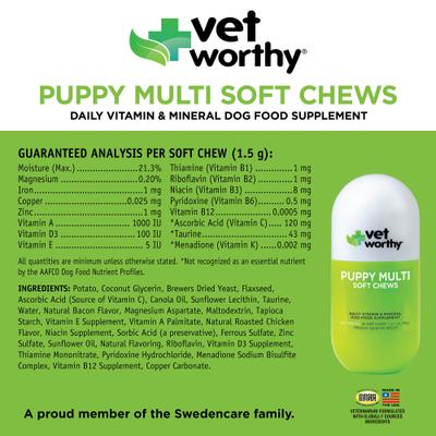 Show full view: Vet Worthy Multi-Vitamins Soft Chew Supplement for Puppies, 60 count slide 3 of 4