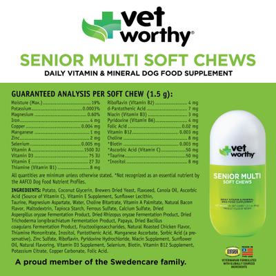 Show full view: Vet Worthy Multi-Vitamins Soft Chew Supplement for Senior Dogs, 60 count slide 3 of 4