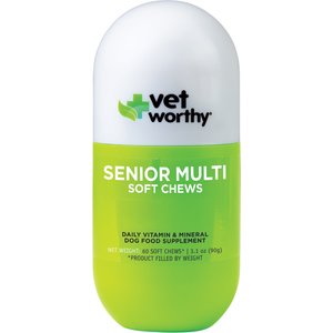 Vet Worthy Multi-Vitamins Soft Chew Supplement for Senior Dogs, 60 count
