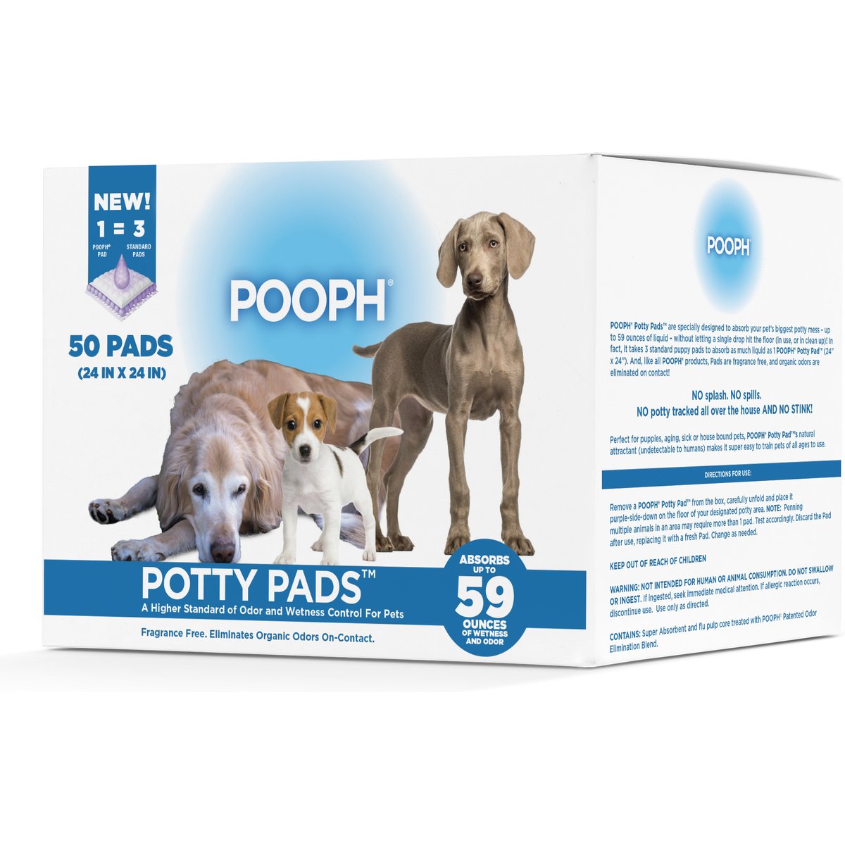 POOPH Unscented Dog Potty Pads, 24 x 24-in, 50 count