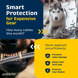 Protecto Chew-Proof Cord Protector Dog, Cat & Small Pet Wire Cover, Clear, 10-ft long, 3/8-in wide