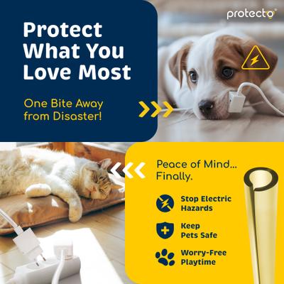 Show full view: Protecto Chew-Proof Cord Protector Dog, Cat & Small Pet Wire Cover, Clear, 10-ft long, 3/8-in wide slide 3 of 10