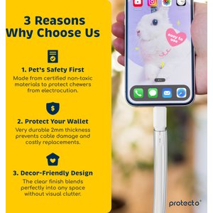 Protecto Chew-Proof Cord Protector Dog, Cat & Small Pet Wire Cover, Clear, 10-ft long, 3/8-in wide