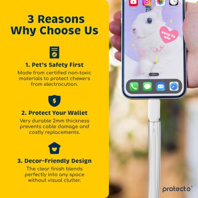 Show full view: Protecto Chew-Proof Cord Protector Dog, Cat & Small Pet Wire Cover, Clear, 10-ft long, 3/8-in wide slide 2 of 10