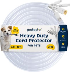 Protecto Chew-Proof Cord Protector Dog, Cat & Small Pet Wire Cover, Clear, 10-ft long, 3/8-in wide, 2 count