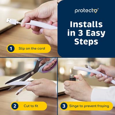 Show full view: Protecto Chew-Proof Cord Protector Dog, Cat & Small Pet Wire Cover, White, 10-ft long, 3/8-in wide slide 7 of 9