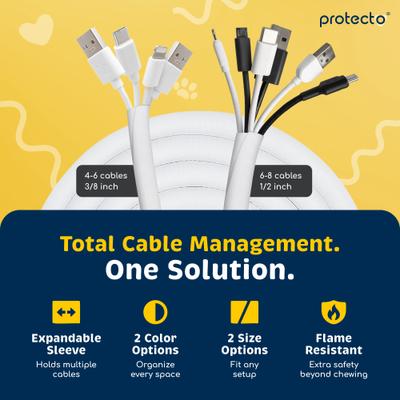 Show full view: Protecto Chew-Proof Cord Protector Dog, Cat & Small Pet Wire Cover, White, 10-ft long, 3/8-in wide slide 6 of 9
