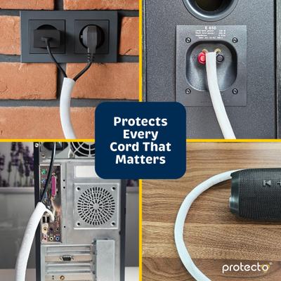 Show full view: Protecto Chew-Proof Cord Protector Dog, Cat & Small Pet Wire Cover, White, 10-ft long, 3/8-in wide slide 5 of 9