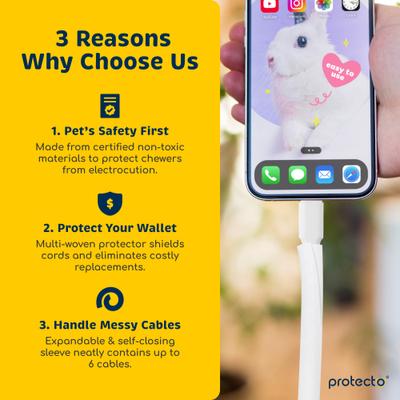 Show full view: Protecto Chew-Proof Cord Protector Dog, Cat & Small Pet Wire Cover, White, 10-ft long, 3/8-in wide slide 2 of 9