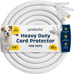 Protecto Chew-Proof Cord Protector Dog, Cat & Small Pet Wire Cover, White, 10-ft long, 3/8-in wide