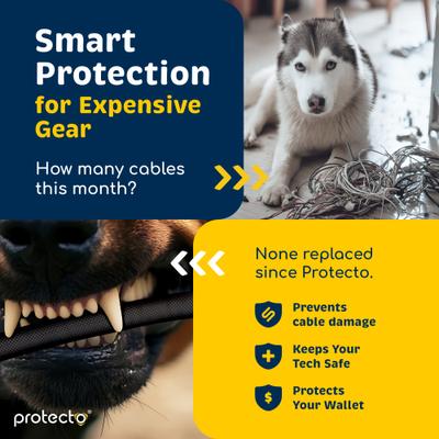 Show full view: Protecto Chew-Proof Cord Protector Dog, Cat & Small Pet Wire Cover, 10-ft long, 1/2-in wide, Black slide 4 of 9