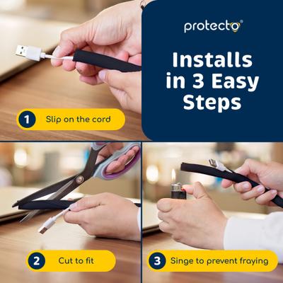 Show full view: Protecto Chew-Proof Cord Protector Dog, Cat & Small Pet Wire Cover, 10-ft long, 1/2-in wide, Black slide 7 of 9