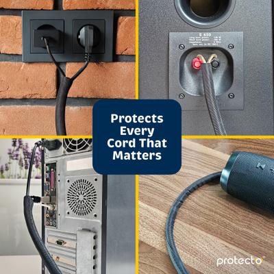 Show full view: Protecto Chew-Proof Cord Protector Dog, Cat & Small Pet Wire Cover, 10-ft long, 1/2-in wide, Black slide 5 of 9