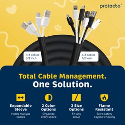 Protecto Chew-Proof Cord Protector Dog, Cat & Small Pet Wire Cover, 10-ft long, 1/2-in wide, Black slide 2 of 7
