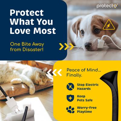 Show full view: Protecto Chew-Proof Cord Protector Dog, Cat & Small Pet Wire Cover, 10-ft long, 1/2-in wide, Black slide 3 of 9