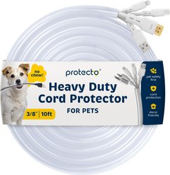 Protecto Chew-Proof Cord Protector Dog, Cat & Small Pet Wire Cover, Clear, 10-ft long, 3/8-in wide
