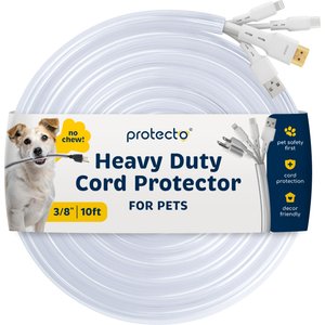 Protecto Chew-Proof Cord Protector Dog, Cat & Small Pet Wire Cover, Clear, 10-ft long, 3/8-in wide