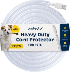 Protecto Chew-Proof Cord Protector Dog, Cat & Small Pet Wire Cover, Clear, 7-ft long, 1/5-in wide