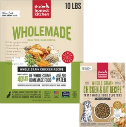 The Honest Kitchen Whole Grain Chicken Recipe Dehydrated Food + Food Clusters Whole Grain Chicken & Oat Recipe Dog Food, 5-lb bag