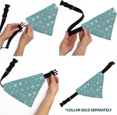 Show full view: Buckle-Down Barbie Bold Text Paw Print Icons Slide-On Dog Bandana slide 6 of 6