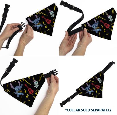 Show full view: Buckle-Down Disney Stitch & Scrump Ukulele Jam Slip-On Dog Bandana, Black slide 6 of 6