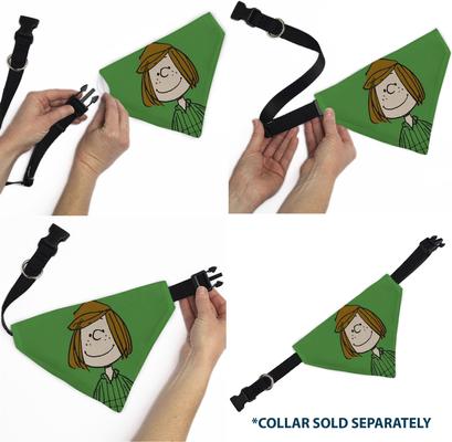 Show full view: Buckle-Down Peanuts Peppermint Patty Smiling Slip-On Dog Bandana, Green slide 6 of 6