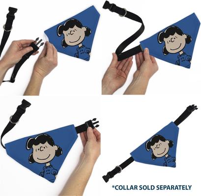 Show full view: Buckle-Down Peanuts Lucy van Pelt Smiling Slip-On Dog Bandana, Blue slide 6 of 6