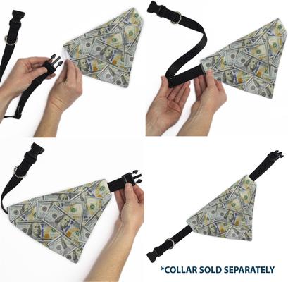 Show full view: Buckle-Down Vivid 100 Dollar Bills Stacked Slip-On Dog Bandana slide 6 of 6