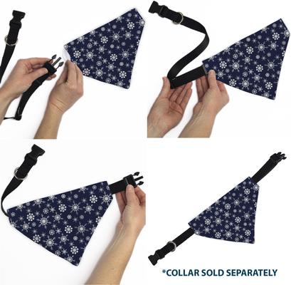 Show full view: Buckle-Down Christmas Snowflakes Slip-On Dog Bandana, Blue slide 7 of 7