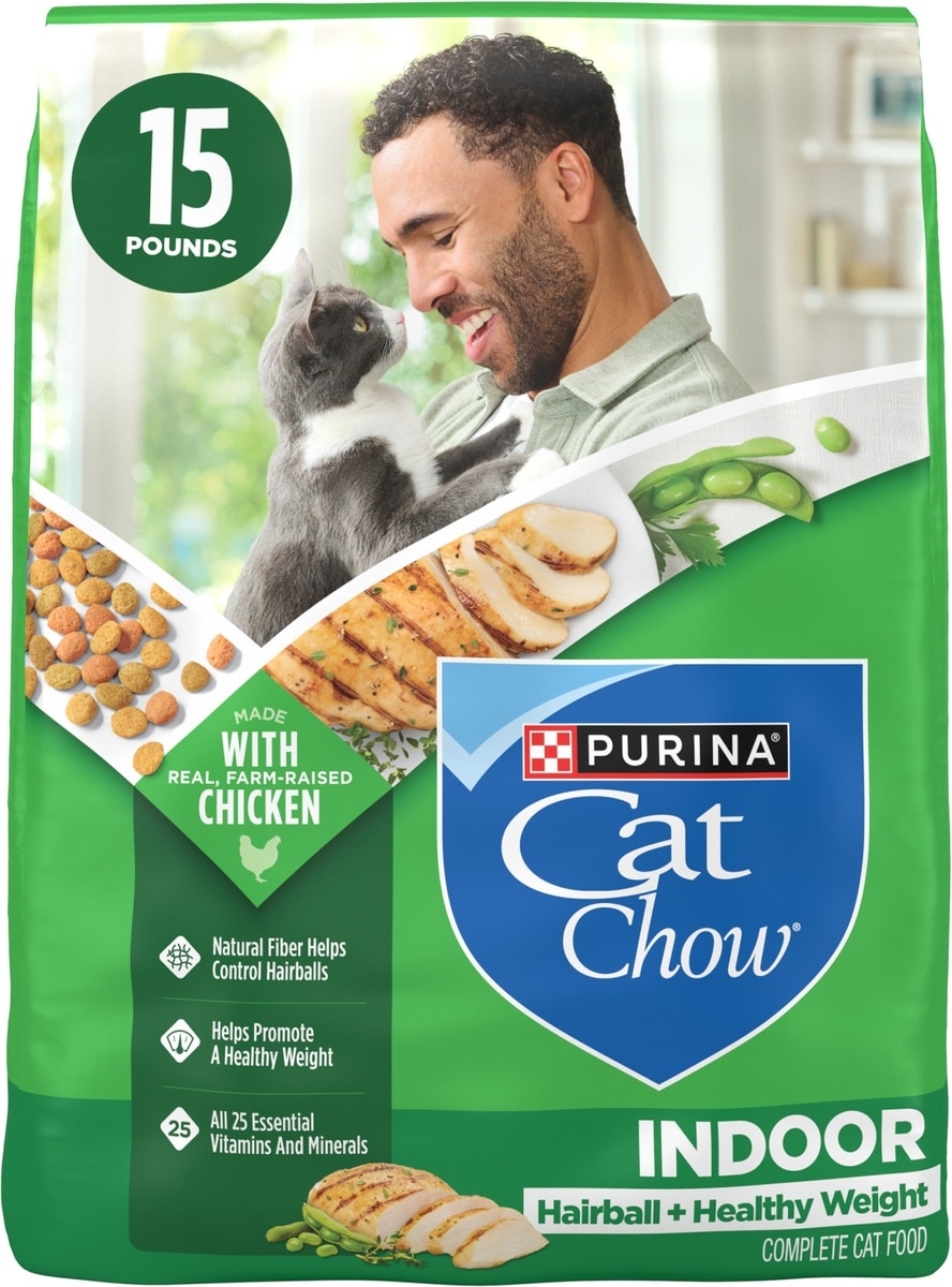 CAT CHOW Indoor Hairball Healthy Weight Dry Cat Food, 15-lb bag