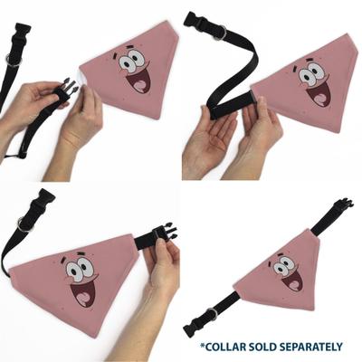 Show full view: Buckle-Down Patrick Star Smiling Face Close Up & Text Slide-On Dog Bandana slide 6 of 6