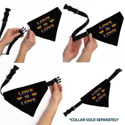Show full view: Buckle-Down Valentine's Day Love Is Love Heart Rainbow Slide-On Dog Bandana slide 6 of 6