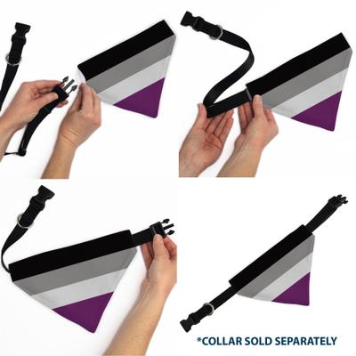 Show full view: Buckle-Down Asexual Flag Slide-On Dog Bandana, Grey slide 6 of 6