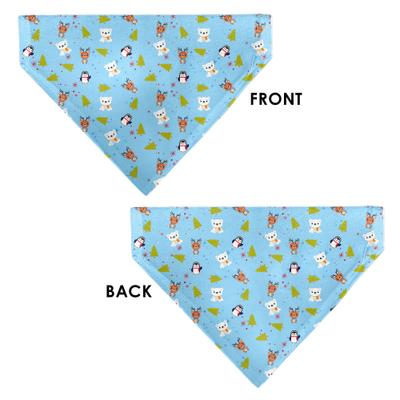Show full view: Buckle-Down Holiday Winter Animals & Christmas Trees Collage Slip-On Dog Bandana, Baby Blue slide 3 of 6