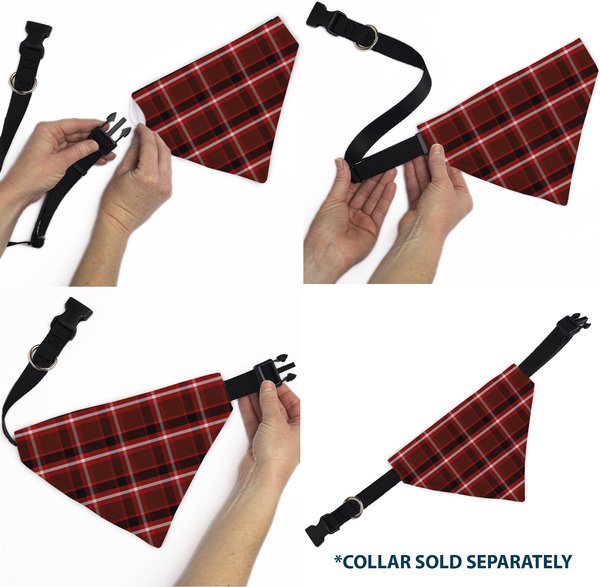 Show full view: Buckle-Down Holiday Pajama Plaid Slip-On Dog Bandana, Red/Black/White slide 6 of 6