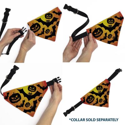 Show full view: Buckle-Down Halloween Bats & Jack O Lanterns Pumpkins Slip-On Dog Bandana, Orange slide 6 of 6
