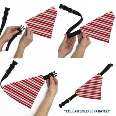 Show full view: Buckle-Down Candy Cane3 Stripe Slip-On Dog Bandana, Red slide 6 of 6